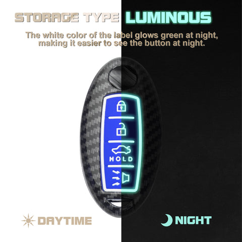 For Nissan/Infiniti 4-Button Carbon Fiber ABS Silicone Cover Remote Key Case Fob