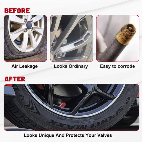 x xotic tech 4pcs American Flag Tire Valve Stem Cover Caps Anodized Aluminum Alloy, Corrosion Resistant Leak-Proof Wheel Valve Cap Set, Universal for Cars Trucks Motorcycles SUVs