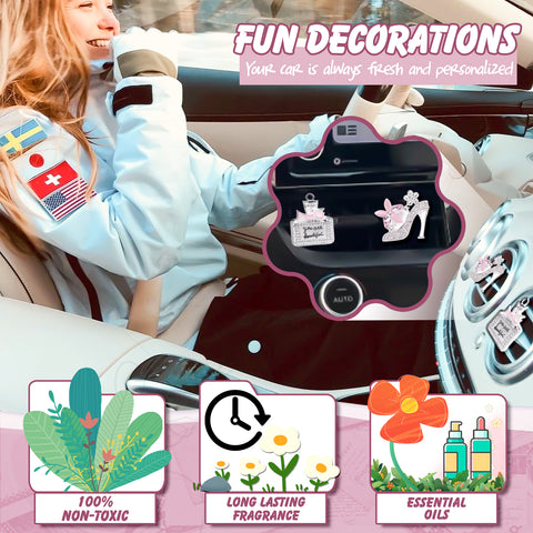 Crystal High Heel & Handbag Car Air Fresheners Diffuser Vent Clips Combo Kit