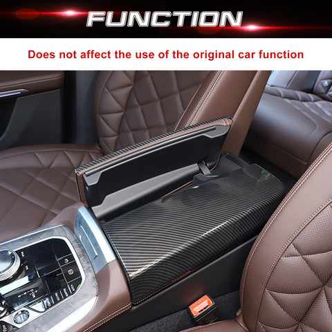 Xotic Tech Carbon Fiber Color Car Center Console Cover, 2PCS Center Armrest Covers Storage Box Protect Trim Accessories Compatible with BMW X5 G05/X7 G07 2019-2024, X6 G06 2020-2024
