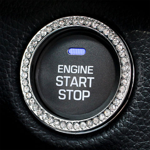 Crystal Bling Car Air Vent Clip Engine Start/Stop Button Ring Cover Decoration