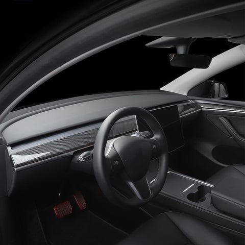 Center Console Dashboard Panel Trim, Glossy Carbon Fiber Pattern, Compatible with Tesla Model 3 2017-2023 & Model Y 2020-up