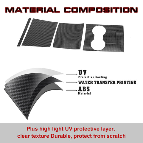 4pcs/Set Center Console Wrap Decor Sticker Accessories for Tesla Model 3/Y 17-20