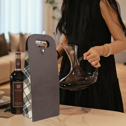 2-Bottle Leather Wine Tote Bag Protector Champagne Gift Bag with Handle For Gift