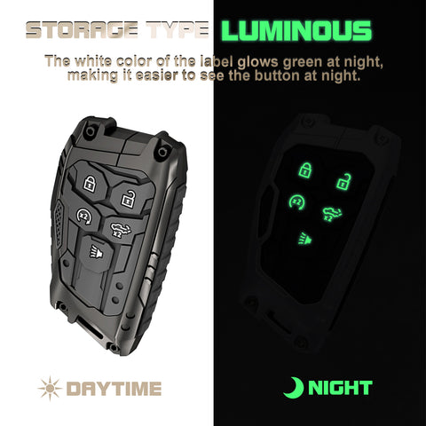 x xotic tech Mech Style Heavy Metal Key Fob Cover Compatible with Chevy Silverado 1500, GMC Sierra 1500 2022-2025, Chevrolet Tahoe 2024-2025, Zinc Alloy Key Case Protector Shell Keychain