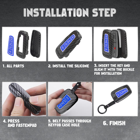 For RAV4 Camry Corolla Glossy Carbon Fiber Pattern Silicone Button Key Fob Skin