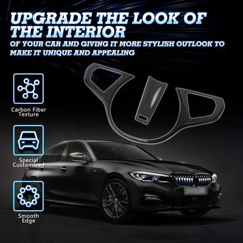 Carbon Fiber Style Steering Wheel Frame w/Lip Cover For BMW 3 Series G20 19-2022
