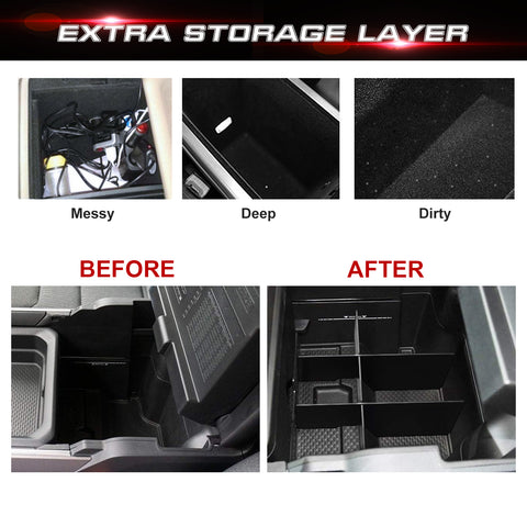 Rear Lower Center Console Organizer Divider Compatible with Dodge RAM 1500 2500 3500 2019-2023 (NOT for Classic, Longhorn, Limited, TRX)