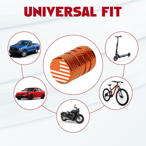 4pcs American Flag Tire Valve Stem Cover Caps Anodized Aluminum Alloy, Corrosion Resistant Leak-Proof Wheel Valve Cap Set, Universal for Cars Trucks Motorcycles SUVs