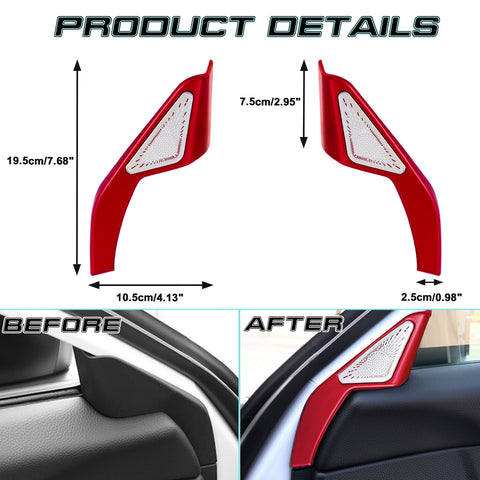 Red Interior Sporty Door Stereo Speaker Cover Trim For Honda Civic 11th Gen 2022+