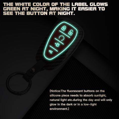 Carbon Fiber Style Smart Key Fob Case Cover w/Chain For Ford Chevy Camaro Malibu