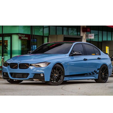 78" Reflective Car Door Body Side Door Vinyl Stripe Graphic Decal Sticker Colorful Checkered Racing Flag Style 2Pcs