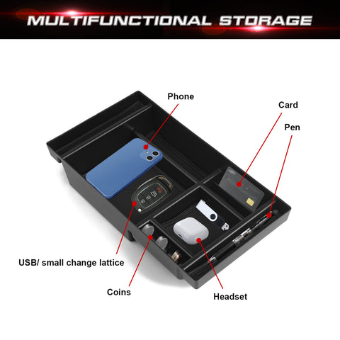 Center Console Organizer Tray Compatible with Chevy Silverado 1500 or GMC Sierra 1500 2019-2022, Chevy Silverado or GMC Sierra 2500/3500HD 2020-2023 (Full Console w/Bucket Seats ONLY)