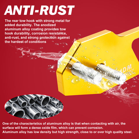 Xotic Tech Auto Aluminum JDM Rear Tow Hook Kit Racing Style Trailer Towing Ring Decoration Car Accessories , Universal Fit Car , Truck , SUV , Most Vehicles (Gold)