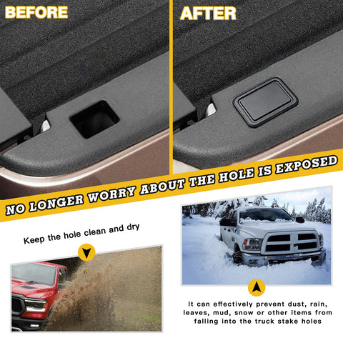 2pcs Rear Truck Tonneau Bed Rail Stake Pocket Covers Dodge Ram 1500 2500 2019-up