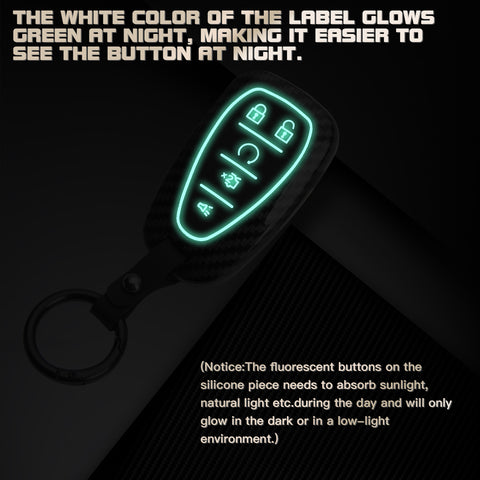 Carbon Fiber Style Smart Key Fob Case Cover w/Chain For Ford Chevy Camaro Malibu