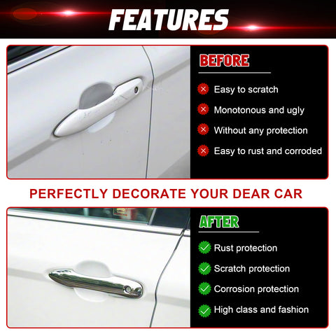 4pcs Chrome Side Door Handle Overlay Cover Trim For Toyota Camry Corolla Avalon