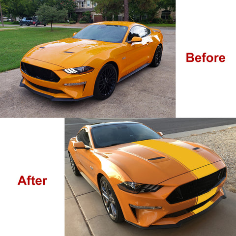 Xotic Tech Glossy Vinyl Racing Stripe Car Hood Graphics Decal Sticker for Hood Roof Rear Trunk Decoration Compatible with Ford Mustang 2015-up