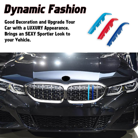 Tri-Colored Front Kidney Grille Strips Clip Cover For BMW 3 Series G20 2019-2022