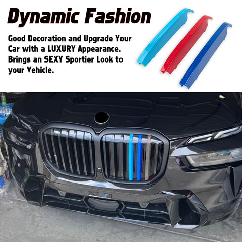 Tri-Colored Front Center Kidney Grille Strips Clip Cover For BMW X7 G07 2023+