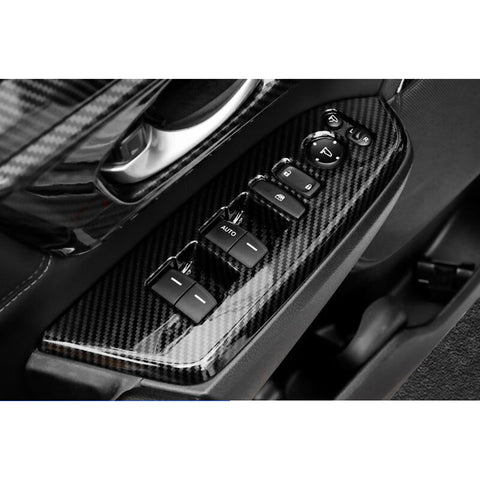 Carbon Fiber Black Inner Window Switch Panel Cover Trim For Honda CR-V 2017-2022