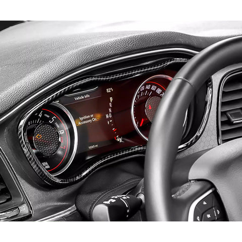 Car Interior Dashboard Display Screen Frame Cover Trim Accessories Decoration, Carbon Fiber Pattern, Compatible with Dodge Challenger 2015-2023