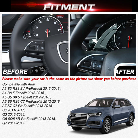 Gun Metal Gray Aluminum Paddle Shifter Extension For Audi A3 A4 A5 A6 A7 Q3 Q5