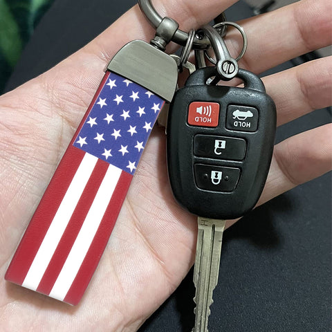 x xotic tech American USA Flag Car Keychain with Zinc Alloy D-Ring 360 Degree Rotatable Anti-Lost Auto Key Chain, Universal Fit for Truck, Ford, Jeep, Men Car Accessories