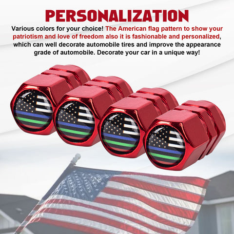 x xotic tech 4pcs American Flag Tire Valve Stem Cover Caps Anodized Aluminum Alloy, Corrosion Resistant Leak-Proof Wheel Valve Cap Set, Universal for Cars Trucks Motorcycles SUVs