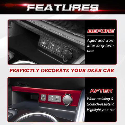 x xotic tech Front Cigarette Lighter Socket USB Outlet Panel Cover Trim Car Accessories Compatible with Toyota Highlander XLE LE L XSE Limited Platinum 2020-up