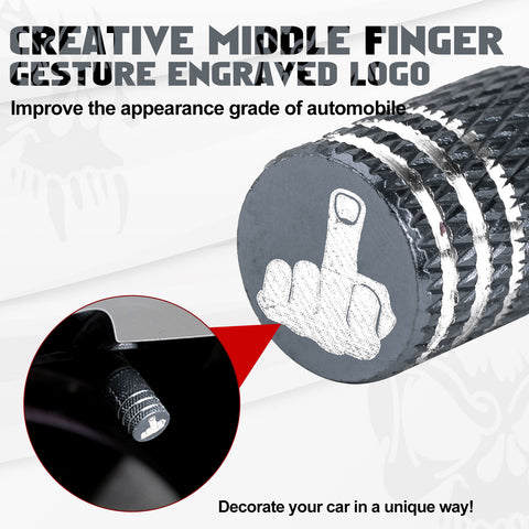 Middle Finger Pattern Tire Valve Stem Caps + Fuel Oil Tank Cap For Honda Acura
