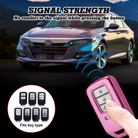 TPU Pink Shockproof Smart Key Fob Holder For Honda Honda CR-V CR-V FIT Civic