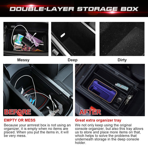 Insert ABS Center Console Armrest Storage Organizer Drawer For Honda CRV 2023