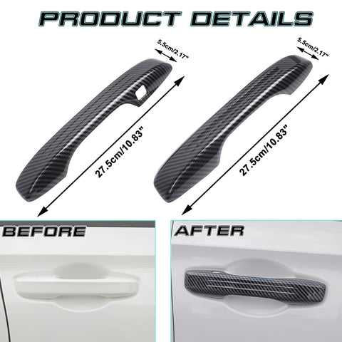 Carbon Fiber Style Door Handle Rear Window Louvers Cover Trim For Civic 2022-up