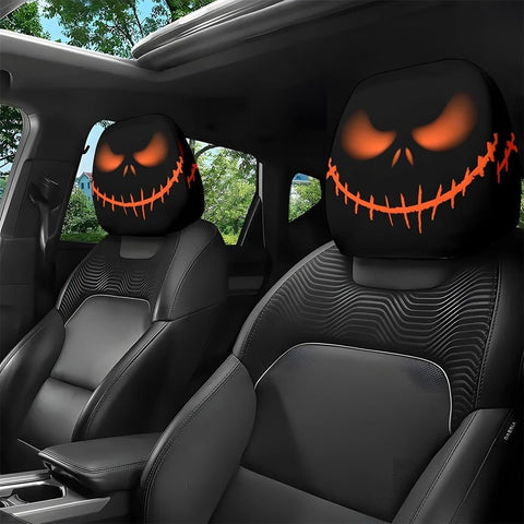 Auto Universal Fit Front Seat Halloween Scary Personalized Mask Head Rest Cover
