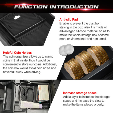 Armrest Box Insert Coin Holder Storage Organizer For Subaru Forester 2019-2023