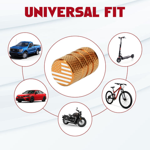 4pcs American Flag Tire Valve Stem Cover Caps Anodized Aluminum Alloy, Corrosion Resistant Leak-Proof Wheel Valve Cap Set, Universal for Cars Trucks Motorcycles SUVs