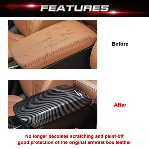Xotic Tech Car Center Console Cover, 2PCS Carbon Fiber Color Center Armrest Lid Cover Middle Console Storage Box Protect Trim Accessories Compatible with BMW X3 G01 2018-2024, X4 G02 2019-2024
