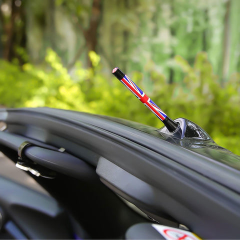 Xotic Tech Car Short/Long Antenna Union Jack Flag Checkerboard Theme Compatible with Mini Cooper All Models