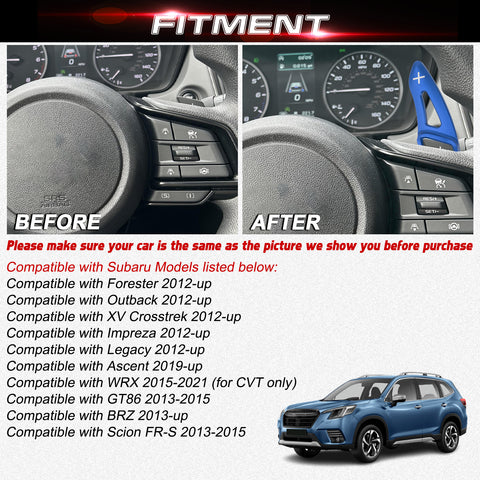 Red Aluminum Paddle Shifter Extension For Subaru Forester Outback Legacy 2012-up