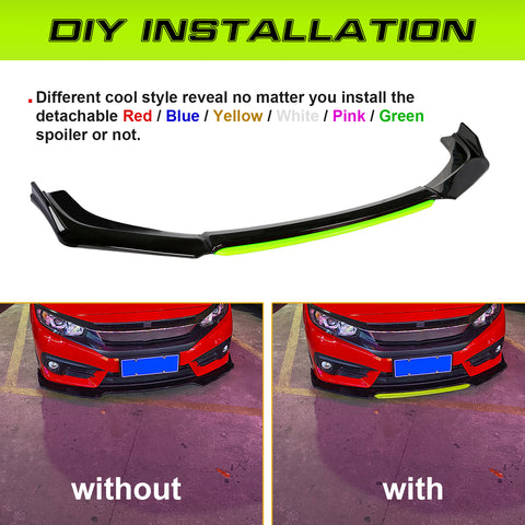 Xotic Tech Front Bumper Lip Chin Spoiler Splitter Diffuser Protector Body Kit Compatible with Honda Accord Civic or Volkswagen MK5 MK6 MK7 or Kia Optima or Mitsubishi Lancer, 4pcs