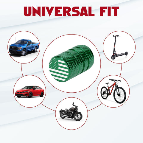4pcs American Flag Tire Valve Stem Cover Caps Anodized Aluminum Alloy, Corrosion Resistant Leak-Proof Wheel Valve Cap Set, Universal for Cars Trucks Motorcycles SUVs
