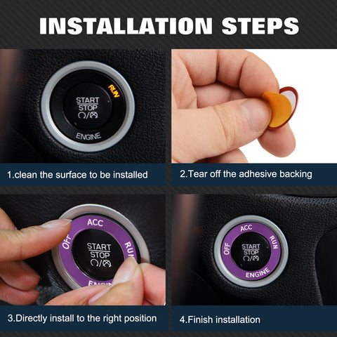 Red Engine Start Stop Button Switch Ring Cover Trim For Dodge Charger 2010-2022