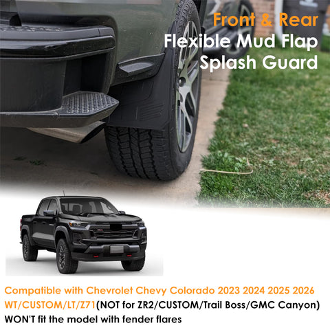 x xotic tech Mud Flaps Splash Guard Compatible with Chevrolet Colorado Z71/WT/LT 2023 2024 2025 2026 Front & Rear Mudguards Fender Flare Dirt Slush Trap Protector Set Pickup Truck Accessories(4PCS)