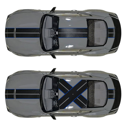 Xotic Tech Glossy Vinyl Racing Stripe Car Hood Graphics Decal Sticker for Hood Roof Rear Trunk Decoration Compatible with Ford Mustang 2015-up