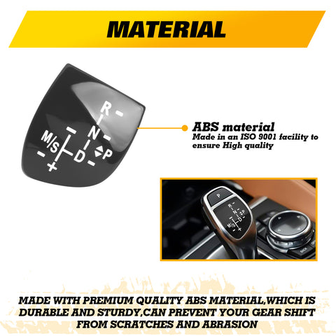 Gear Shift Knob Cover Trim + Gear Panel Button Decal Sticker Replacement Compatible with BMW 1 3 5 6 7 Series (Performance Sports Shifter Style)