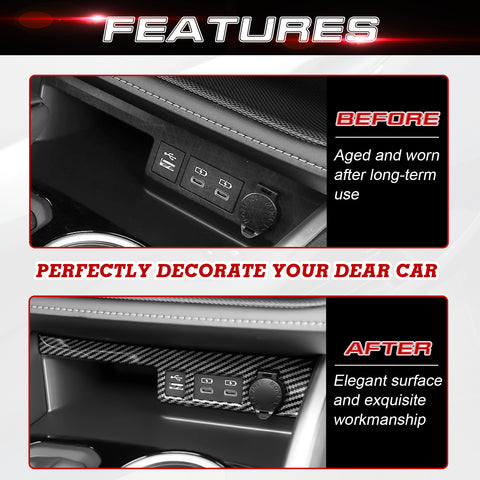 x xotic tech Front Cigarette Lighter Socket USB Outlet Panel Cover Trim Car Accessories Compatible with Toyota Highlander XLE LE L XSE Limited Platinum 2020-up