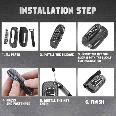 Glossy Carbon Fiber Style Remote Key Fob Shell+ Keychain For Jeep Grand Cherokee Compass