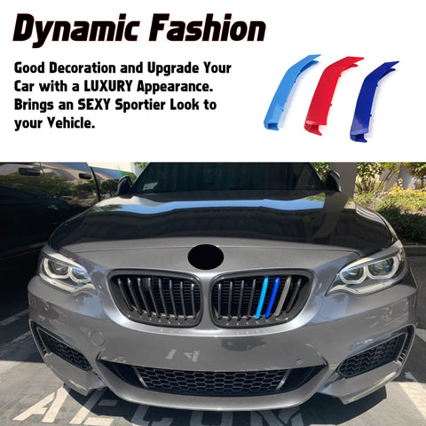 M-Sport Front Kidney Grille Strips Insert Trim For BMW 2 Series 2014-20 8 Beams