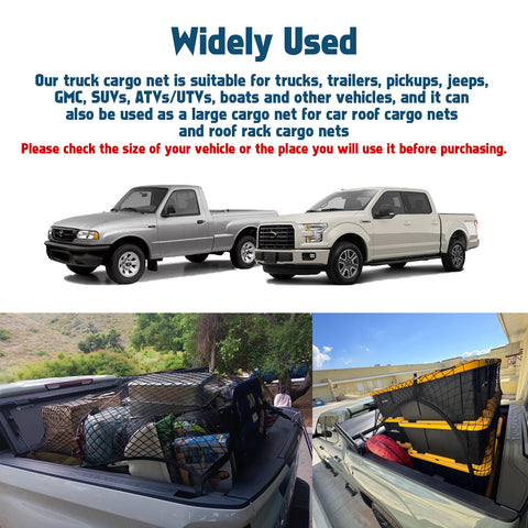 4' x 4' Double-Layer Elastic Cargo Mesh Net Organizer for Pickup Trucks Trailers